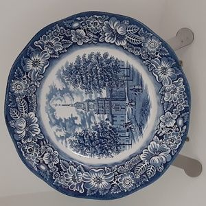 Liberty Blue Ironstone Transferware Dinner Plate Historic Colonial Scenes
